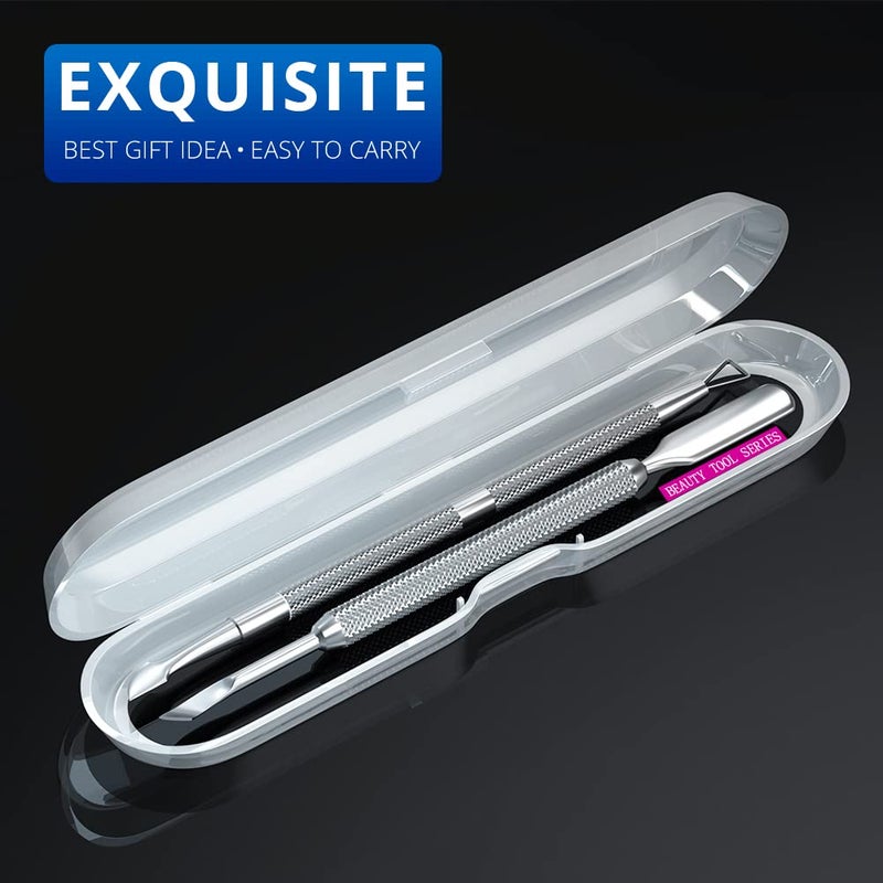 GA&EN 2PCS Metal Silver Cuticle Pusher and Scraper, Nail Trimmer Cutter Stainless Steel Gel Scraper Tool, Nail Polish Remover Peeler Durable Salon Manicure Pedicure Cleaner for Fingernail and Toenail - Image 4